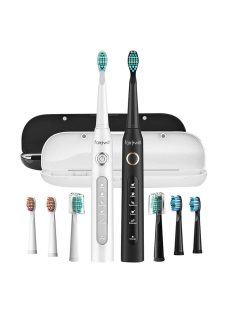   FairyWill FW-507 Szónikus fogkefe fejkészlettel és tokkal (2 db, fekete és fehér)