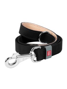   WAUDOG természetes bőr kutyapóráz 20 mm széles, 122 cm hosszú, Fekete