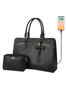   Női 15.6'' laptop táska kozmetikai tokkal Matein 1310 fekete USB