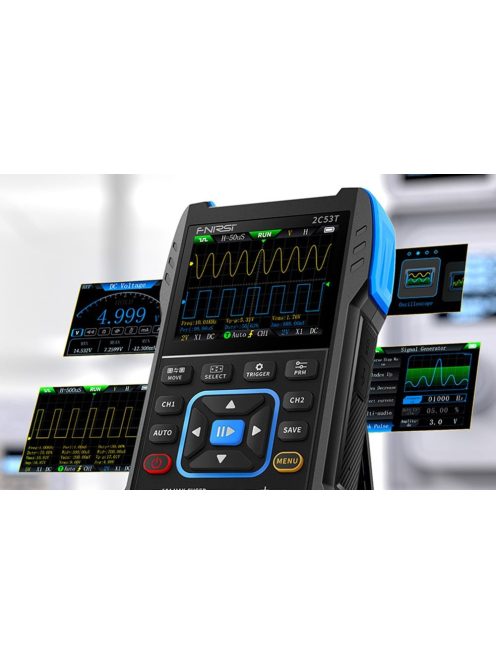 FNIRSI 2C53T hordozható 3in1 oszcilloszkóp multiméter jelgenerátor