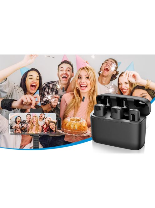 APEXEL APL-MIC008 USB-C mikrofon töltőtokkal, 2 db