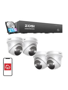 IP kamera ZOSI C225 4 db WiFi 5MP + NVR 8ch + 2TB HDD