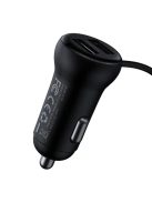 Baseus S-16 Autós Bluetooth MP3-lejátszó + töltő, T alakú, OS fekete