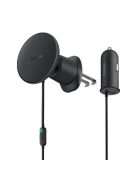Baseus CW01 mágneses autós telefontartó szellőzőrácshoz USB-A töltővel, 15W + 25W