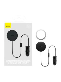   Baseus CW01 mágneses autós telefontartó szellőzőrácshoz USB-A töltővel, 15W + 25W