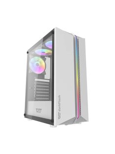   Darkflash DK151 LED-es számítógépház + 3 RGB ventilátor fehér