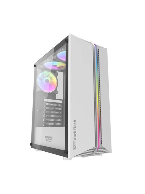 Darkflash DK151 LED-es számítógépház + 3 RGB ventilátor fehér