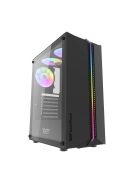 Darkflash DK151 LED-es számítógépház + 3 RGB ventilátor fekete
