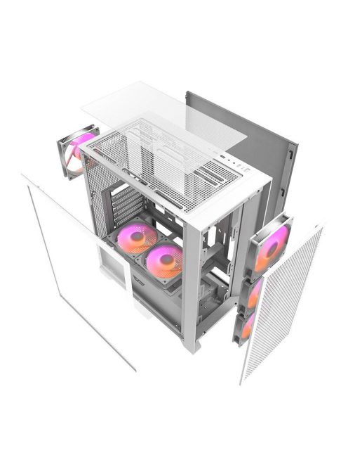 Darkflash DRX70 Mesh számítógépház + 4 RGB ventilátor fehér