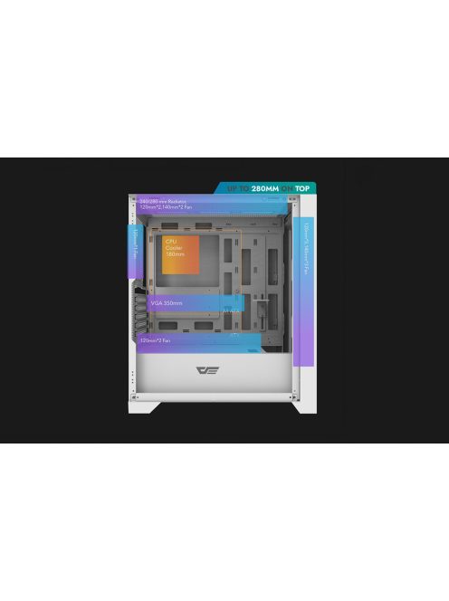 Darkflash DRX70 Mesh számítógépház + 4 RGB ventilátor fehér