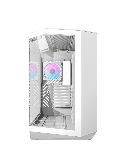 Darkflash DY470 számítógépház (fehér) + 4 ventilátor + GPU konzol
