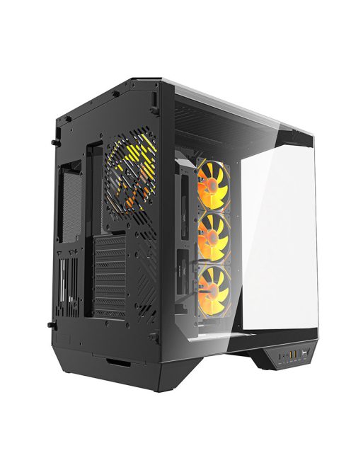 Darkflash DY470 számítógépház (fekete) + 4 ventilátor + GPU konzol