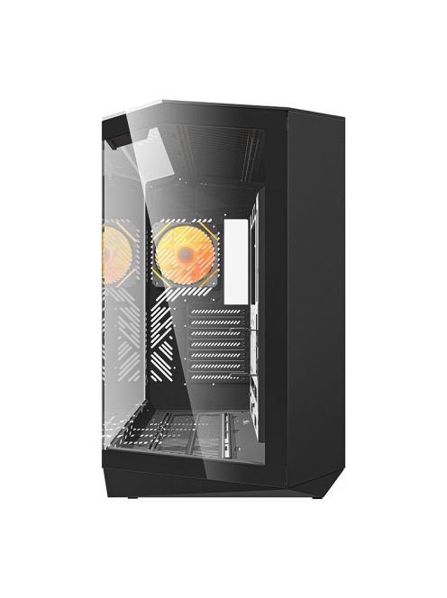 Darkflash DY470 számítógépház (fekete) + 4 ventilátor + GPU konzol