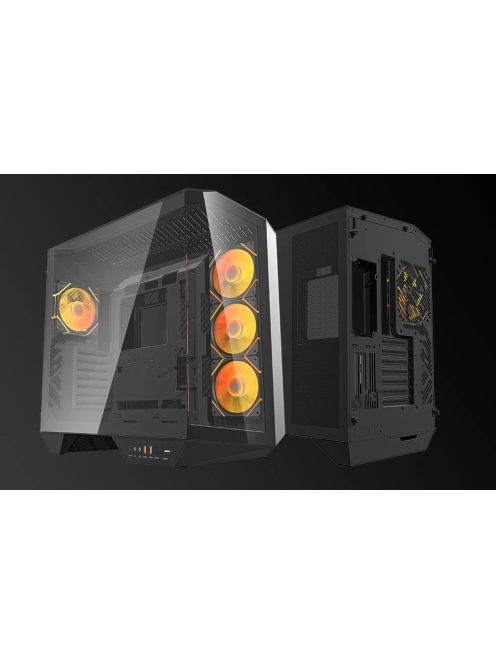 Darkflash DY470 számítógépház (fekete) + 4 ventilátor + GPU konzol