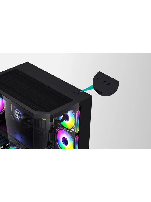 Darkflash FT418 PRO számítógépház + 7 ARGB ventilátor (fekete