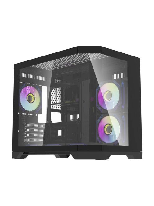 Darflash FT418 számítógépház + 6 ARGB ventilátor fekete