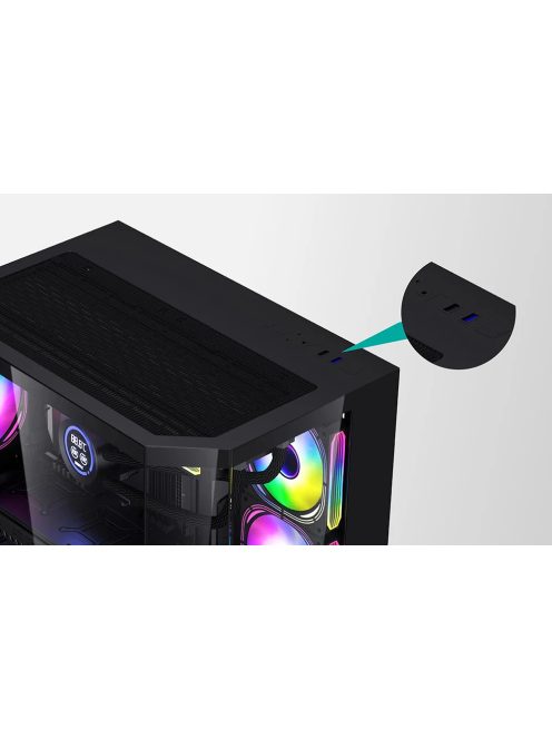 Darflash FT418 számítógépház + 6 ARGB ventilátor fekete