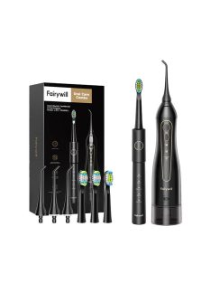   FairyWill FW-5020E + FW-E11 szónikus fogkefe fejkészlettel és szájzuhannyal fekete