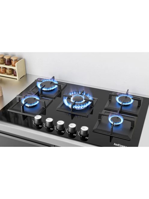 IsEasy MGBG-775S2 Ötzónás üveg gázfőzőlapos tűzhely