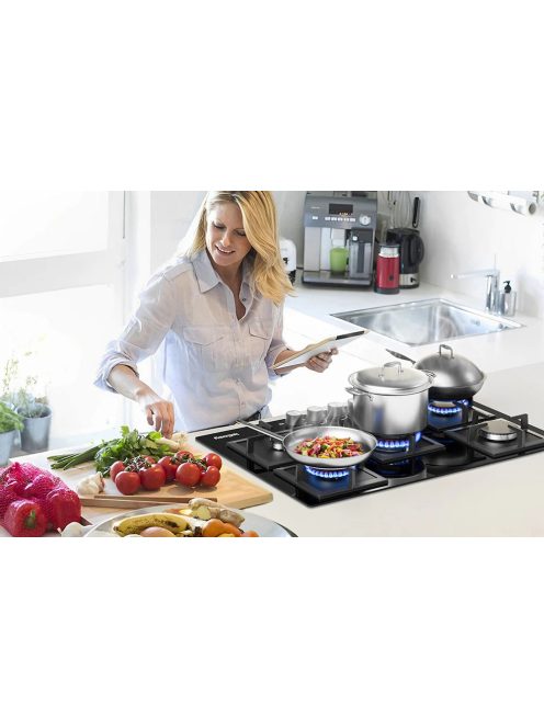 IsEasy MGBG-775S2 Ötzónás üveg gázfőzőlapos tűzhely