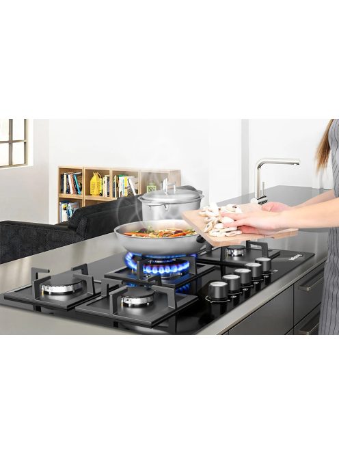 IsEasy MGBG-775S2 Ötzónás üveg gázfőzőlapos tűzhely