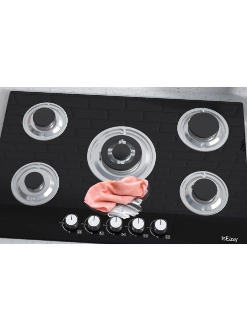 IsEasy MGBG-775 ötzónás gáztűzhely, üvegpanellel
