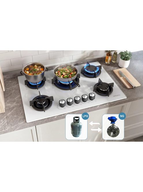 ISEASY MGBG-775 gázfőzőlap 5 égővel (fehér)