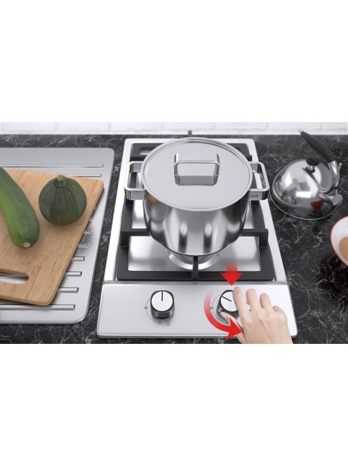 IsEasy kétzónás gáztűzhely MGBS-312A rozsdamentes acél