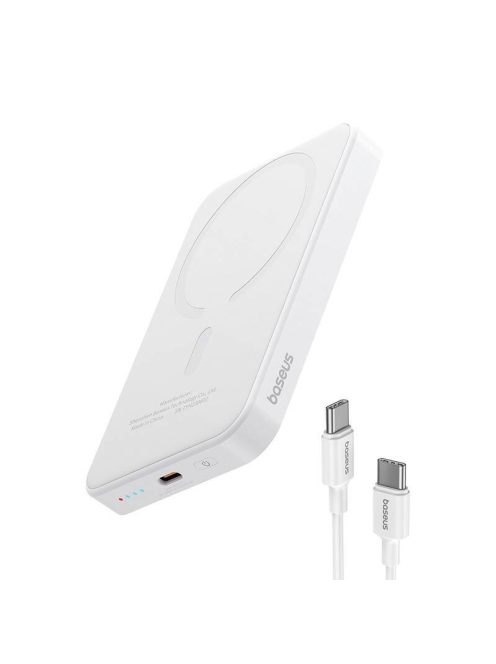 Baseus Mágneses Mini Powerbank, 5000mAh, USB-C, 20W (fehér)