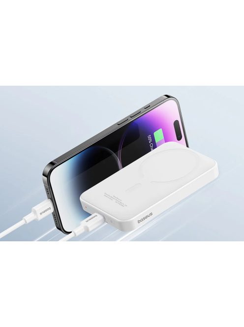 Baseus Mágneses Mini Powerbank, 5000mAh, USB-C, 20W (fehér)