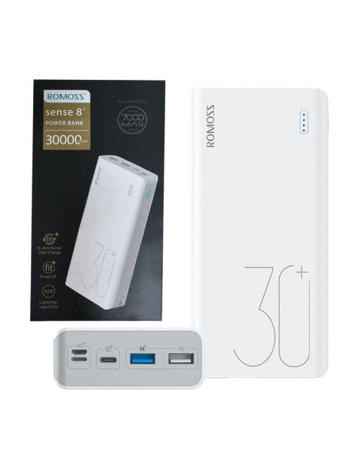 Romoss Sense 8+ Powerbank,30000mAh (fehér)