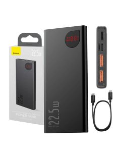   Baseus Adaman fém Powerbank, 10000mAh, 2xUSB, USB-C, Lightning, MicroUSB 22.5W