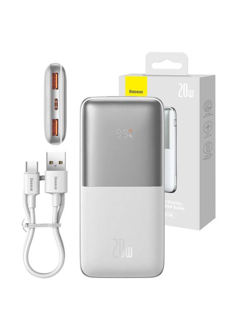 Baseus Bipow Pro Powerbank, 10000mAh, 2xUSB, USB-C, 20W (fehér)