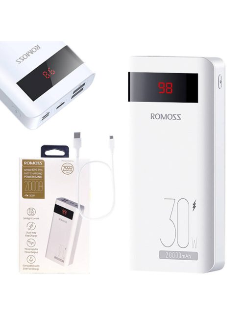 Romoss Sense6PS Pro Powerbank,20000mAh, 30W (fehér)