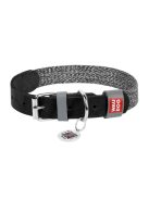 Kutyanyakörv természetes bőrből és újrahasznosított anyagból, QR kóddal Waudog L méretű, 25 mm széles, fekete színű.