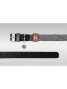 Kutyanyakörv természetes bőrből és újrahasznosított anyagból, QR kóddal Waudog L méretű, 25 mm széles, fekete színű.