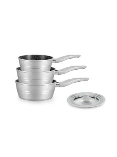   Nyeles főzőedény szett márvány bevonat szilikon fedővel 20/18/16 cm RL-FS3M