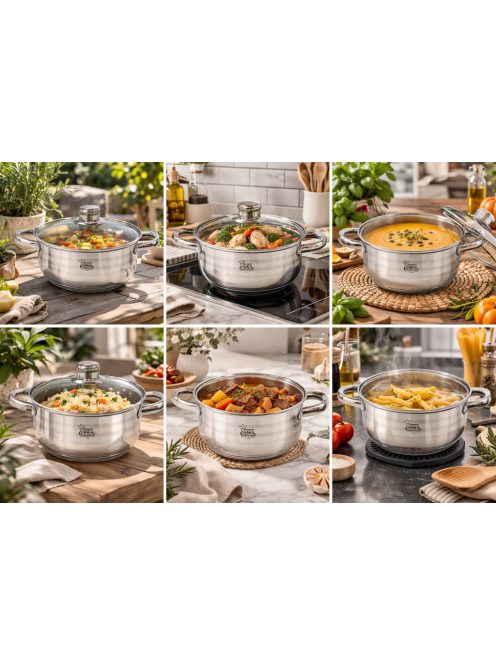 Lábas Inox üveg fedővel 5,8L