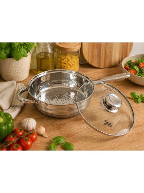 Serpenyő Inox 3,4L üveg fedővel 