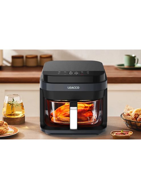 Leacco Air fryer 5.5 literes hőálló üveg sütőtállal