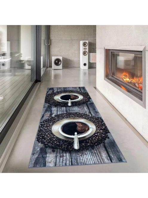 Konyhai szőnyeg csúszásgátlós, mosható 60x180cm kávés minta